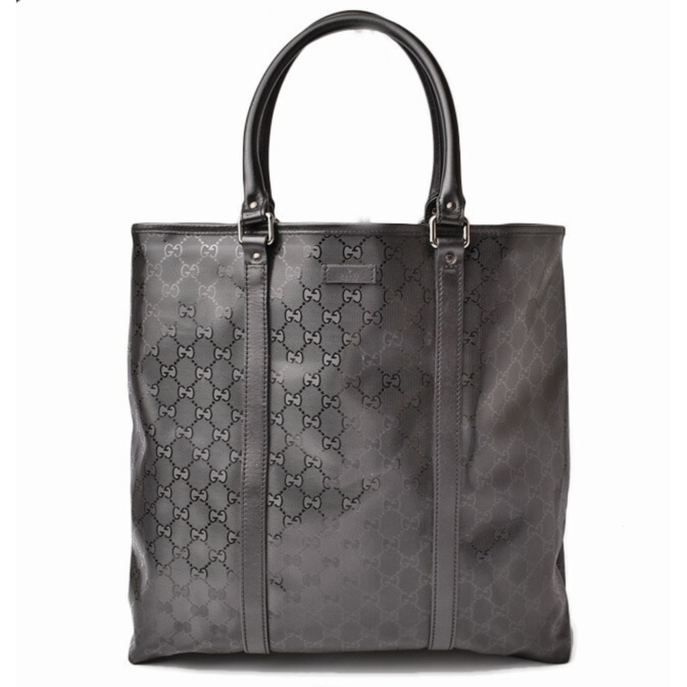 Gucci GG Imprime Leather Tote Bag Handbag Black
